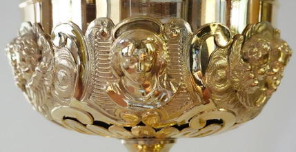 Ornate French antique solid silver gilt Baroque Chapel Set